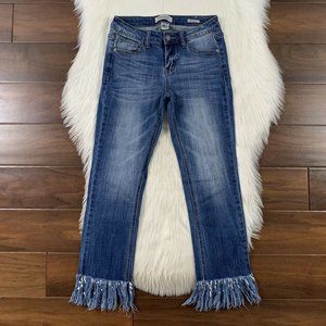 Judy Blue Size 3 / 26 Medium Wash Frayed Cropped Skinny Denim Jeans